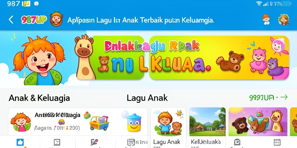 Tampilan antarmuka 987UP yang menarik dan ramah anak.