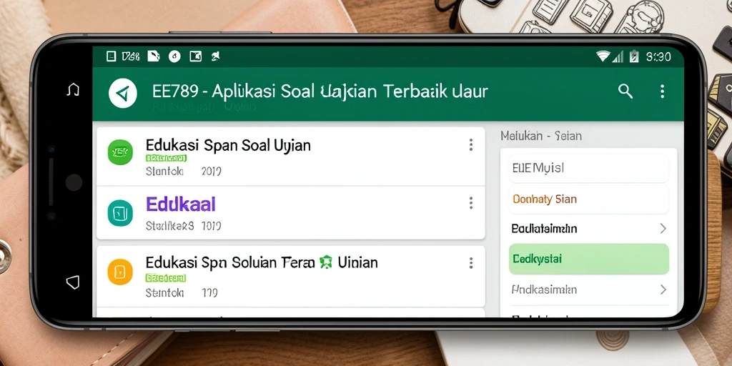 Antarmuka aplikasi EE789 yang menampilkan berbagai pilihan soal ujian.