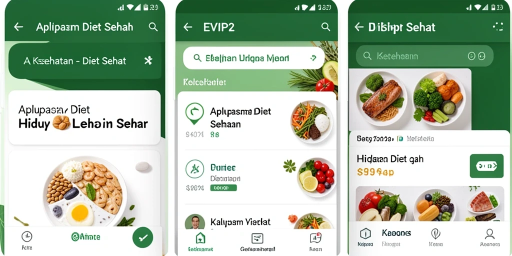 Antarmuka menarik aplikasi Diet Sehat EVIP2 yang mudah digunakan.