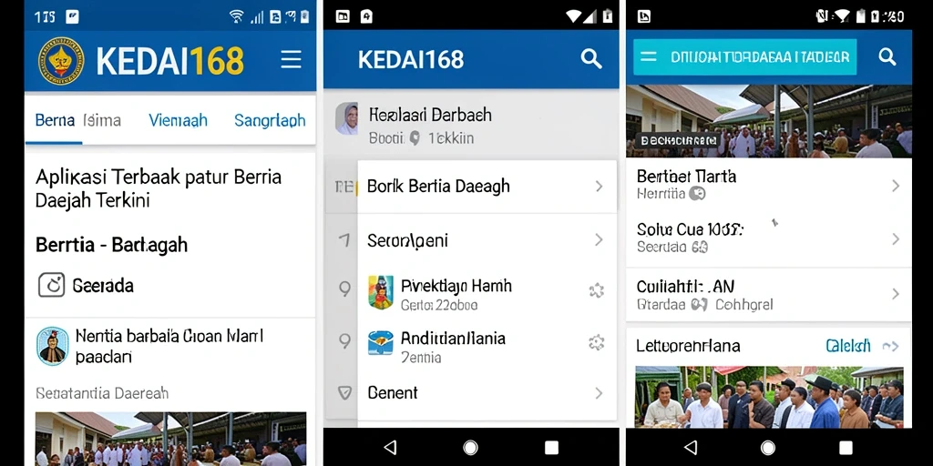 Tampilan antarmuka utama KEDAI168 dengan berita daerah terbaru.