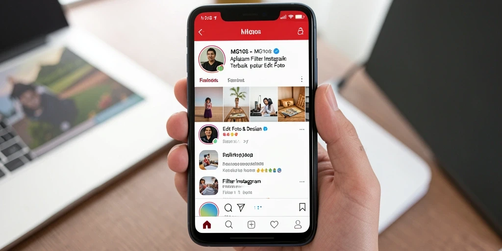 Tampilan antarmuka MG108 dengan berbagai pilihan filter Instagram.