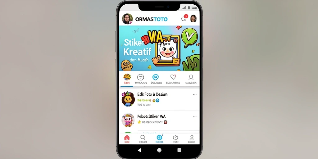 Antarmuka ORMASTOTO untuk pembuatan stiker yang intuitif dan menarik.