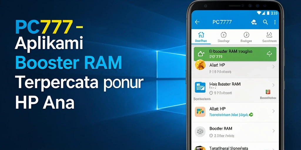 Tampilan antarmuka PC777 yang sederhana dan fungsional untuk pengoptimalan RAM.