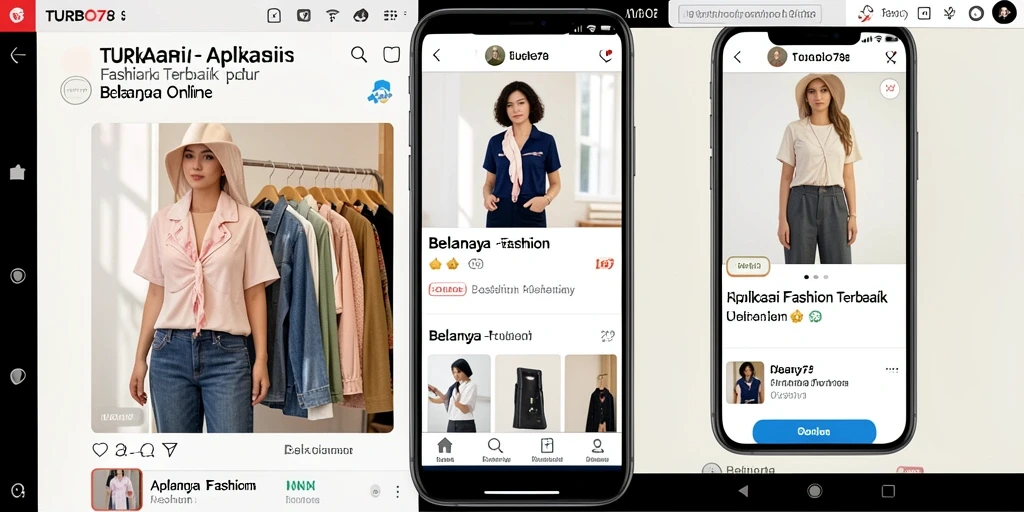 Tampilan antarmuka aplikasi TURBO78 yang memudahkan navigasi belanja fashion.